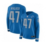 Women's Nike Detroit Lions #47 Tracy Walker Limited Blue Therma Long Sleeve NFL Jersey