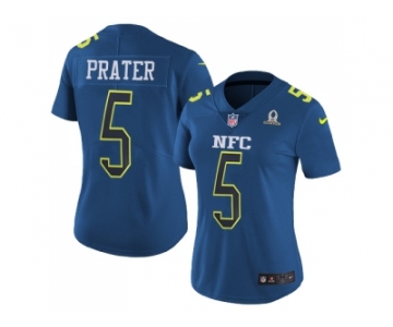 Women's Nike Detroit Lions #5 Matt Prater Navy Stitched NFL Limited NFC 2017 Pro Bowl Jersey