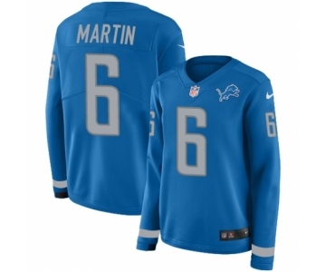 Women's Nike Detroit Lions #6 Sam Martin Limited Blue Therma Long Sleeve NFL Jersey