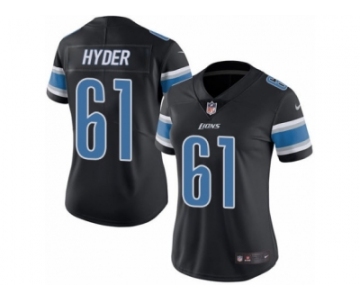 Women's Nike Detroit Lions #61 Kerry Hyder Limited Black Rush NFL Jersey