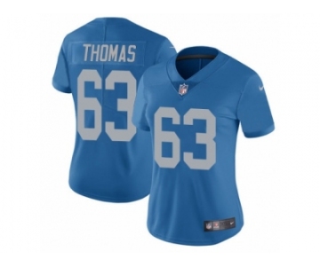 Women's Nike Detroit Lions #63 Brandon Thomas Vapor Untouchable Limited Blue Alternate NFL Jersey