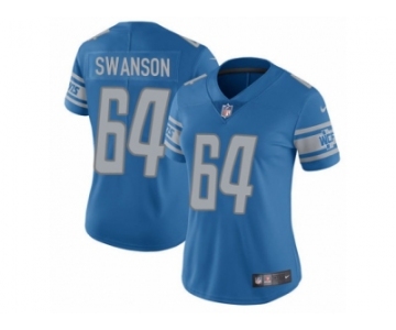 Women's Nike Detroit Lions #64 Travis Swanson Vapor Untouchable Limited Light Blue Team Color NFL Jersey