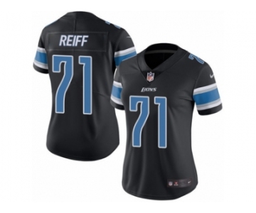 Women's Nike Detroit Lions #71 Riley Reiff Limited Black Rush NFL Jersey