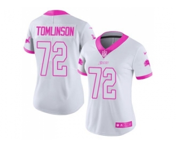 Women's Nike Detroit Lions #72 Laken Tomlinson White Pink Stitched NFL Limited Rush Fashion Jersey