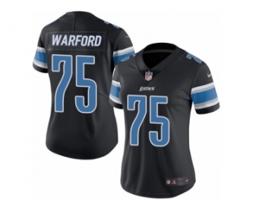Women's Nike Detroit Lions #75 Larry Warford Limited Black Rush NFL Jersey