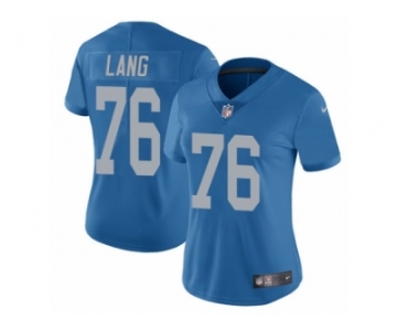 Women's Nike Detroit Lions #76 T.J. Lang Limited Blue Alternate NFL Jersey