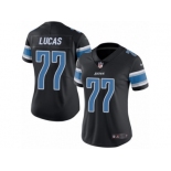 Women's Nike Detroit Lions #77 Cornelius Lucas Limited Black Rush NFL Jersey