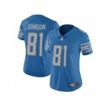 Women's Nike Detroit Lions #81 Calvin Johnson Light Blue Team Color Stitched NFL Limited Jersey