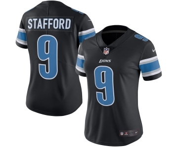 Women's Nike Detroit Lions #9 Matthew Stafford Limited Black Rush Vapor Untouchable NFL Jersey