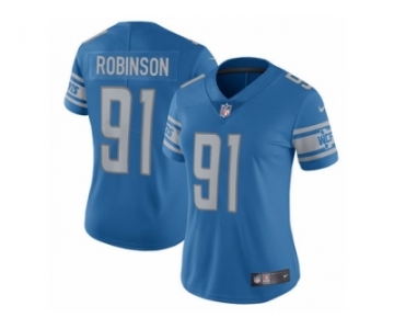 Women's Nike Detroit Lions #91 A'Shawn Robinson Vapor Untouchable Limited Light Blue Team Color NFL Jersey