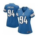 Women's Nike Detroit Lions #94 Ziggy Ansah Game Light Blue Team Color NFL Jersey