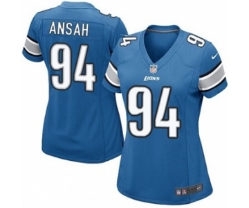 Women's Nike Detroit Lions #94 Ziggy Ansah Game Light Blue Team Color NFL Jersey