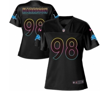 Women's Nike Detroit Lions #98 Damon Harrison Game Black Fashion NFL Jersey