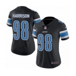 Women's Nike Detroit Lions #98 Damon Harrison Limited Black Rush Vapor Untouchable NFL Jersey