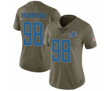 Women's Nike Detroit Lions #98 Damon Harrison Limited Olive 2017 Salute to Service NFL Jersey