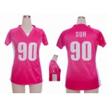 nike women nfl jersey detroit lions #90 ndamukong suh pink[draft him ii top]