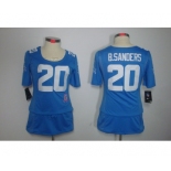 nike women nfl jerseys detroit lions #20 b.sanders blue[breast cancer awareness]