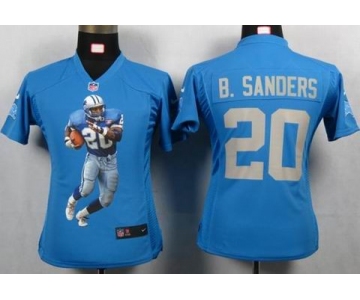 nike women nfl jerseys detroit lions #20 b.sanders blue[portrait fashion]