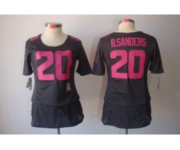 nike women nfl jerseys detroit lions #20 b.sanders dk.grey[breast cancer awareness]