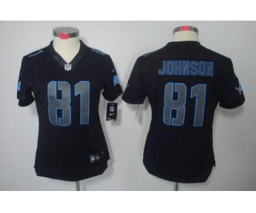 nike women nfl jerseys detroit lions #81 calvin johnson black[nike impact limited]