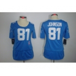 nike women nfl jerseys detroit lions #81 calvin johnson blue[breast cancer awareness]