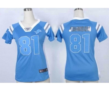 nike women nfl jerseys detroit lions #81 calvin johnson blue[fashion Rhinestone sequins]