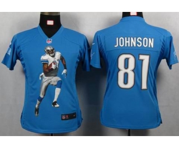 nike women nfl jerseys detroit lions #81 calvin johnson blue[portrait fashion]