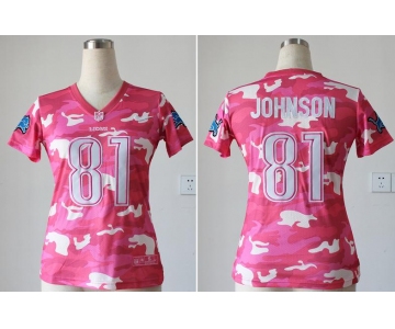 nike women nfl jerseys detroit lions #81 calvin johnson pink[fashion camo]