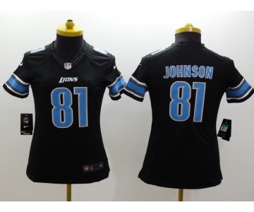 nike women nfl jerseys detroit lions #81 johnson black[nike]