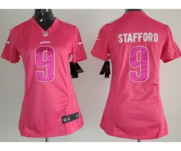 nike women nfl jerseys detroit lions #9 stafford pink[nike]