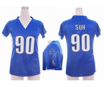 nike women nfl jerseys detroit lions #90 ndamukong suh blue[draft him ii top]