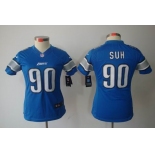 nike women nfl jerseys detroit lions #90 ndamukong suh blue[nike limited]