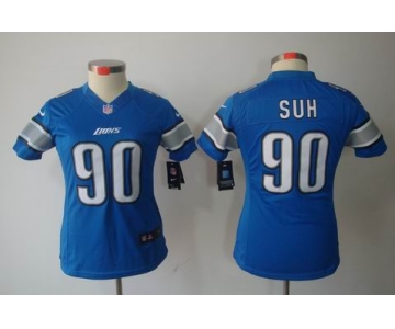 nike women nfl jerseys detroit lions #90 ndamukong suh blue[nike limited]