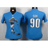 nike women nfl jerseys detroit lions #90 ndamukong suh blue[portrait fashion]