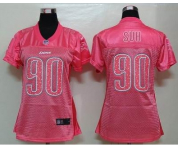 nike women nfl jerseys detroit lions #90 ndamukong suh pink[2012 new]