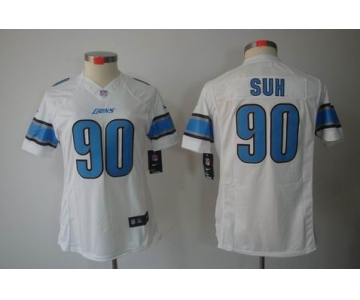 nike women nfl jerseys detroit lions #90 ndamukong suh white[nike limited]