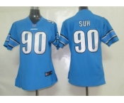 nike women nfl jerseys detroit lions #90 suh blue[nike]