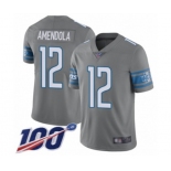 Youth Detroit Lions #12 Danny Amendola Limited Steel Rush Vapor Untouchable 100th Season Football Jersey