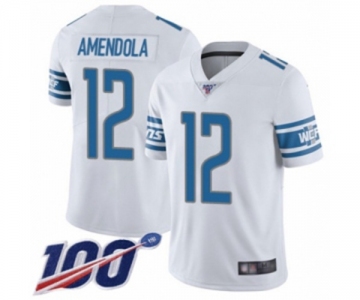 Youth Detroit Lions #12 Danny Amendola White Vapor Untouchable Limited Player 100th Season Football Jersey