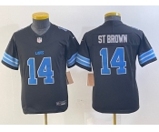 Youth Detroit Lions #14 Amon Ra St Brown Limited Black 2024 FUSE Vapor Jersey