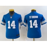 Youth Detroit Lions #14 Amon Ra St Brown Limited Blue 2024 FUSE Vapor Jersey