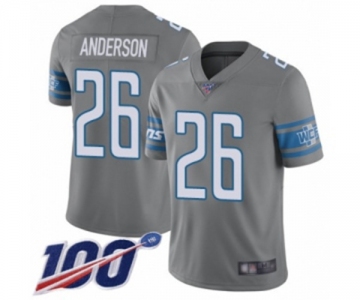 Youth Detroit Lions #26 C.J. Anderson Limited Steel Rush Vapor Untouchable 100th Season Football Jersey