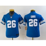 Youth Detroit Lions #26 Jahmyr Gibbs Limited Blue 2024 FUSE Vapor Jersey