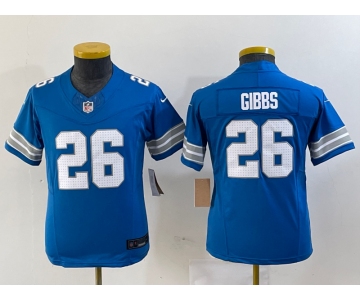 Youth Detroit Lions #26 Jahmyr Gibbs Limited Blue 2024 FUSE Vapor Jersey