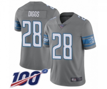 Youth Detroit Lions #28 Quandre Diggs Limited Steel Rush Vapor Untouchable 100th Season Football Jersey