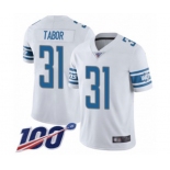 Youth Detroit Lions #31 Teez Tabor White Vapor Untouchable Limited Player 100th Season Football Jersey