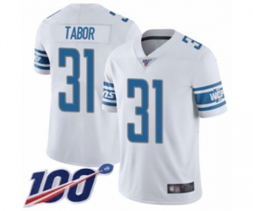 Youth Detroit Lions #31 Teez Tabor White Vapor Untouchable Limited Player 100th Season Football Jersey