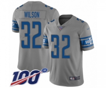 Youth Detroit Lions #32 Tavon Wilson Limited Gray Inverted Legend 100th Season Football Jersey