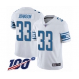 Youth Detroit Lions #33 Kerryon Johnson White Vapor Untouchable Limited Player 100th Season Football Jersey