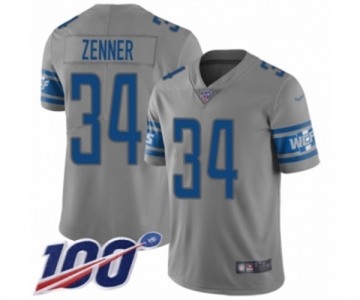 Youth Detroit Lions #34 Zach Zenner Limited Gray Inverted Legend 100th Season Football Jersey